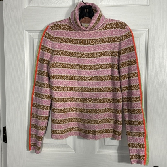 Anthropologie Maeve turtleneck sweater, size S, pink/brown stripe, - Picture 1 of 10
